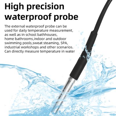 LX923TW-B Digital Temperature Humidity Meter with Waterproof Probe - Blue Backlight Hygrometer for Pool Industrial Home Use