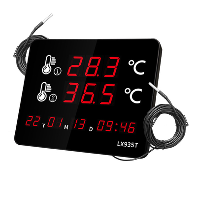 Professional Digital Thermometer LX935T with Dual External Probes Large LED Screen  for Pool Sauna Aquarium Home Industrial Use