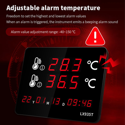 Professional Digital Thermometer LX935T with Dual External Probes Large LED Screen  for Pool Sauna Aquarium Home Industrial Use