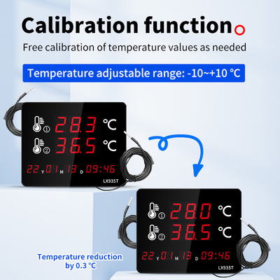 Professional Digital Thermometer LX935T with Dual External Probes Large LED Screen  for Pool Sauna Aquarium Home Industrial Use