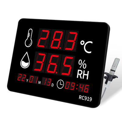 Industrial Grade Digital Thermometer Hygrometer Wall Clock Explosion Proof Probe LED Display for Weather Station Indoor Outdoor