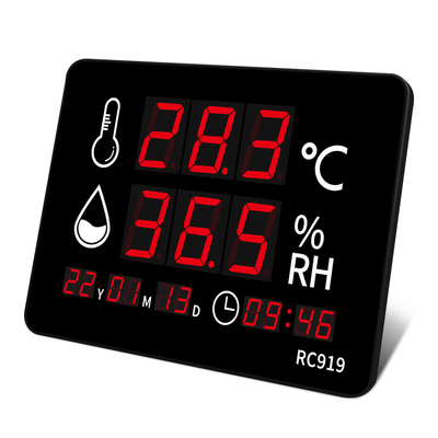 Industrial Grade Digital Thermometer Hygrometer Wall Clock Explosion Proof Probe LED Display for Weather Station Indoor Outdoor