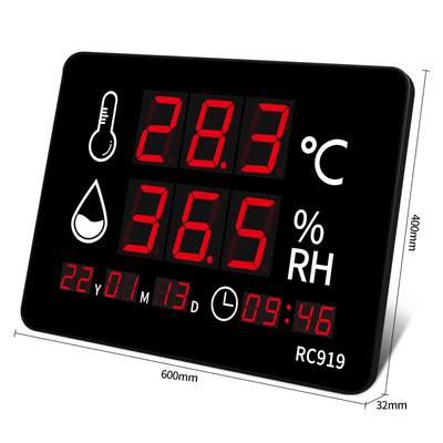 Industrial Grade Digital Thermometer Hygrometer Wall Clock Explosion Proof Probe LED Display for Weather Station Indoor Outdoor