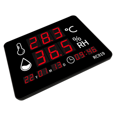 Industrial Grade Digital Thermometer Hygrometer Wall Clock Explosion Proof Probe LED Display for Weather Station Indoor Outdoor