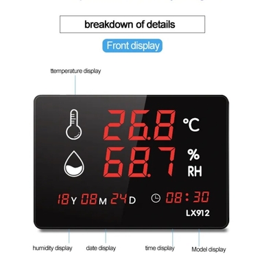 Led Thermometer Digital Thermo Hygrometer Clock and Hygrometer Wall Clock  Digital Measuring Digital Hygrometer Thermometer Supp