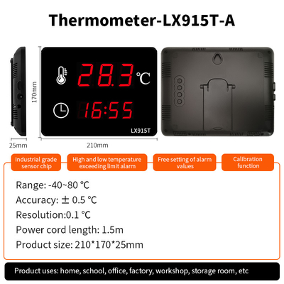 LX915T-A QMZMRCLT High Accuracy Water Thermometer Digital - Dual External Probes Big Screen for Swimming Pool Sauna Room Indoor