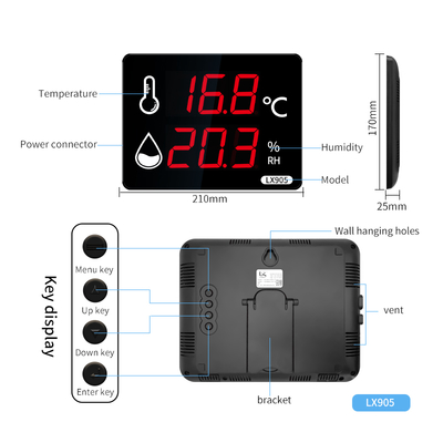 Digital Thermometer Indoor  LED Display Temperature Humidity Meter Sensor Instrument Household Wall Mounted Outdoor Sauna