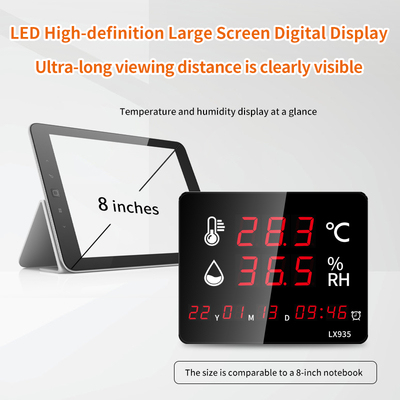 Digital Thermometer Temperature and Humidity Meter Home Clock Wall Mounted Alarm LED Display With Probe Industrial Large Screen