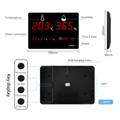 LED Display Temperature and Humidity Meter Temperature Hygrometer Air Quality Monitor Probe Alarm Clock External for Outdoor