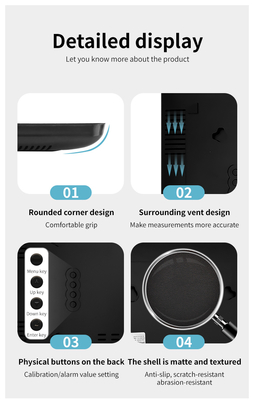 LED Display Temperature and Humidity Meter Temperature Hygrometer Air Quality Monitor Probe Alarm Clock External for Outdoor