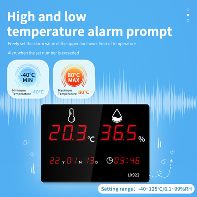LED Display Temperature and Humidity Meter Temperature Hygrometer Air Quality Monitor Probe Alarm Clock External for Outdoor