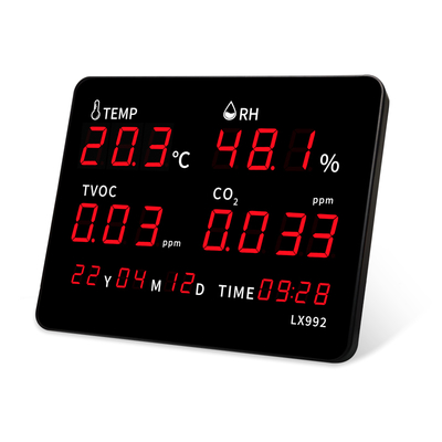 RC992-A LED Temperature Humidity Instrument with Built-in Probe Digital Wall Clock with Alarm Calendar for Sauna Room Greenhouse