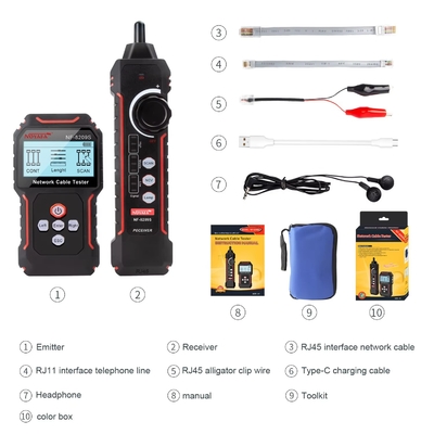 3.7V Lithium Battery Cable Tester - Network Line Tester with LCD Display for RJ45/Phone Wires, Portable Wire Detector Tool