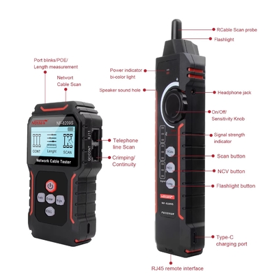 3.7V Lithium Battery Cable Tester - Network Line Tester with LCD Display for RJ45/Phone Wires, Portable Wire Detector Tool