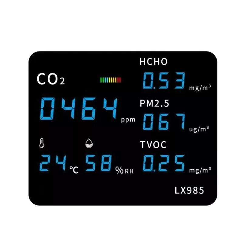 LX985A Humity Thermometer with Formaldehyde TVOC PM2.5 Detection Digital Humidity Temperature Display for Air Quality Monitoring
